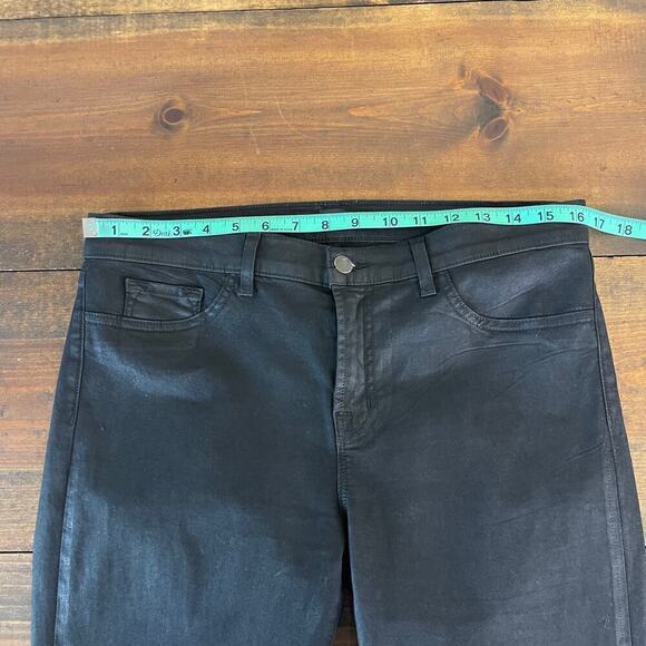 J Brand Coated Flare Black Stretch Pants Bell Bottom Coat Steal Women's Size 31 - Picture 7 of 9